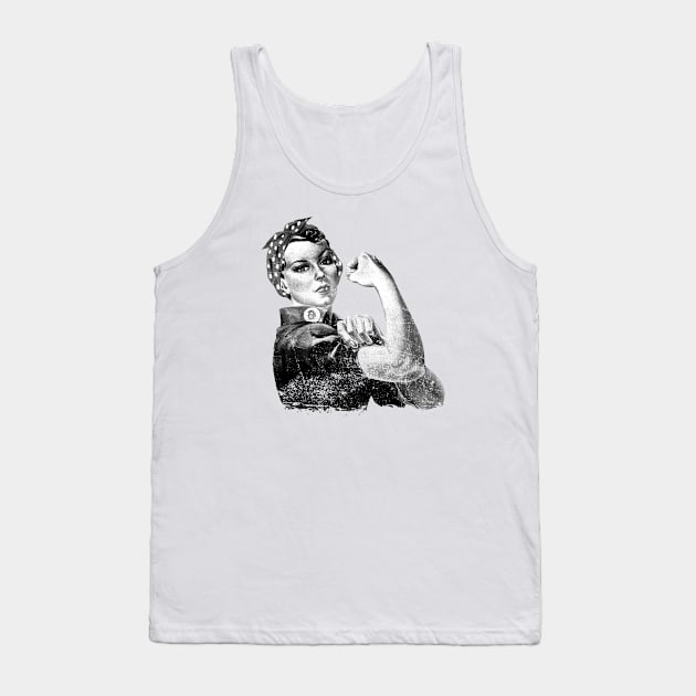 Classic Aged Look Rosie the Riveter Monochrome Tank Top by ClothedCircuit